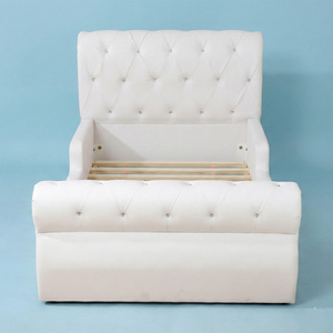 Lit pour enfants avec cadre en bois et revêtement en cuir PU, lit rembourré pour enfants, cadre de lit en bois massif pour enfants pour chambre à coucher / hôtel - Product Image 2