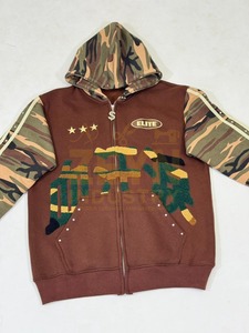 Sweats à capuche de haute qualité avec camouflage Imprimé sur la capuche et les manches Street wear Sweat à capuche en coton chenille brodé Sweats à capuche imprimés - Product Image 2