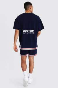 Vêtements de sport de haute qualité, ensemble t-shirt et short en coton doux décontracté, t-shirts personnalisés avec logo et shorts assortis pour hommes - Product Image 6