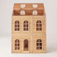 Impressionnant rotin enfants maison de poupée méticuleux naturel rotin poupée accessoires pour enfants jouant