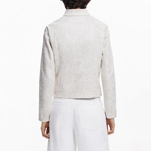 Elegantes chaquetas de cuero para mujer, estilos de bombardero de motorista en PU y cuero genuino, logotipo personalizado - Product Image 2