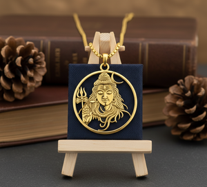 Collier chaîne à maillons en argent 925 rhodié avec pendentif spirituel Shiva, plaqué or, sertissage clos naturel, pour usage quotidien, tendance mode - Product Image 1