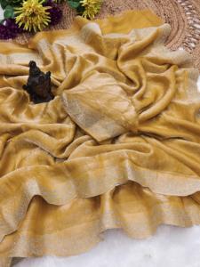 Conjunto de Sari de seda Tibby a granel, blusa de seda Benglori bordada con lentejuelas y encaje, combo de Sari de seda de lujo. - Product Image 2