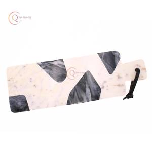 Classic Style Kitchenware Tabletop Marble Butcher Board White Custom Color Chopping Block Comfort Handle Modern Cooking Supply - Product Image 1