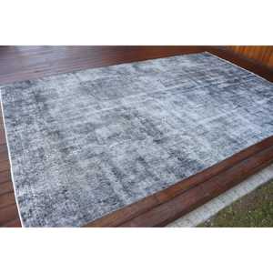 พรมวินเทจตุรกีขนาดใหญ่ 6.1x9.5 ฟุต สีเทา-ดำไล่เฉด - Product Image 2