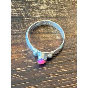 Navajo-Crafted Pink Opal & Rose Gold Plated Sterling <b>Silver</b> <b>Ring</b> Size 6.25 Oval Cut Bezel Set Inlay 18K Plating Gift - Product Image 5