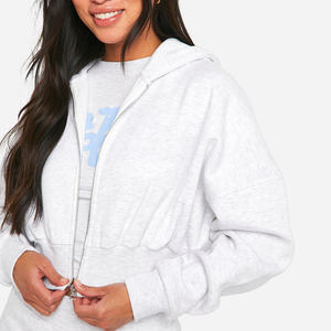 Sudadera con capucha corta personalizada para mujer, sudadera con capucha corta al por mayor, tejido polar suave de primera calidad - Product Image 4