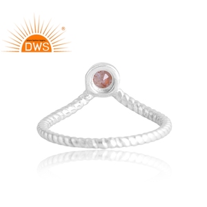 Anillo de piedras preciosas de piedra solar natural de Plata de Ley 925, joyería personalizada para mujer, regalo para ella - Product Image 2