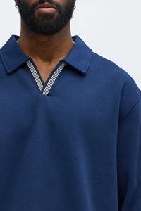 Venta al por mayor de moda de manga larga de gran tamaño Polo sudaderas hombres Polos moda logotipo personalizado serigrafía tejida - Product Image 6