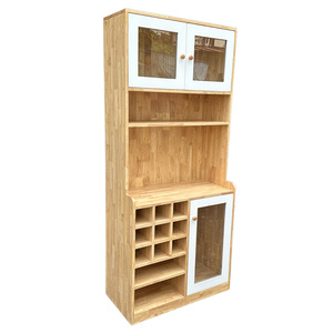 Armoire de salle à manger moderne en bois de caoutchouc TPA005 avec cave à vin intégrée pour mobilier de bar à domicile - Product Image 2
