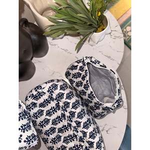 Juego de 3 Bolsas Organizadoras de Maquillaje de Lino Boho con Estampado Artesanal, Portátiles, con Cierre de Cremallera, para Artículos de Aseo y Cosméticos, Ideales para Regalo - Product Image 1