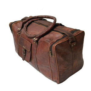 Bolsa de Viaje de Cuero, Gran Capacidad, Cierre de Cremallera, Color Marrón - Product Image 2