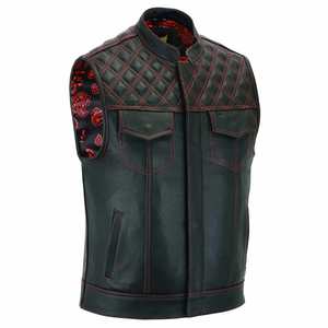 Gilet en cuir personnalisé de haute qualité point de diamant vente en gros Service de fabrication professionnelle OEM - Product Image 1