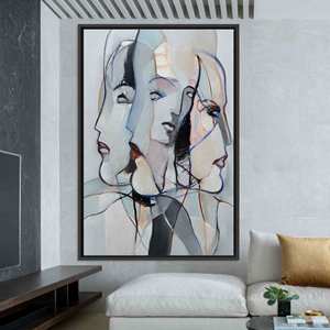 Abstract Woman Face Printed <b>Canvas</b>: Modern Portrait Art,BLACK <b>FRAMED</b> <b>CANVAS</b> - Product Image 1