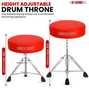 5 Core Drum Throne 3 Thick Padded Memory Foam Comfortable Drummer <b>Stool</b> 200Lb Capacity Adjustable - Product Image 5
