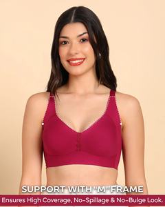 Tweens Invisi-Fit M-Frame Algodón sin relleno Bonded Seamless Everyday Minimiser () Color vino Soporte sin cables Sólido - Product Image 2