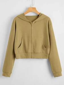 Gris oscuro Casual de manga larga de poliéster liso con cremallera embellecido no elástico PRIMAVERA/otoño mujeres sudaderas - Product Image 4