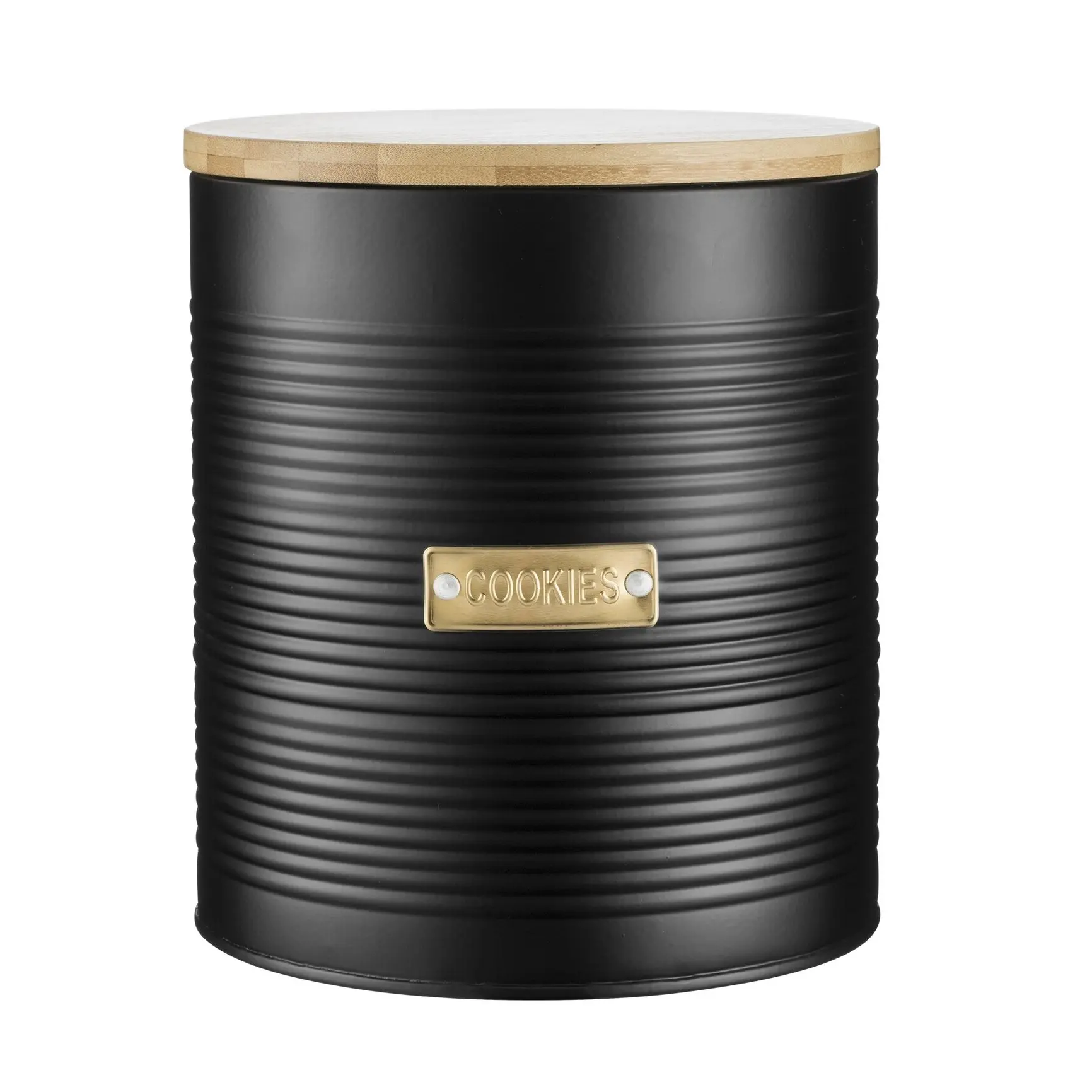 Black Powder Coated Airtight Canister Superior Quality Handmade Container Round Shape Decorative Fancy Metal Canister