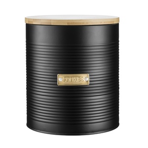 Black Powder Coated Airtight Canister Superior Quality Handmade Container Round Shape Decorative Fancy Metal Canister - Product Image 1