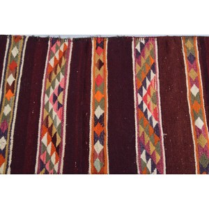 Turkish Rug, 2.8x7.4 ft <b>Runner</b> Rug, <b>Red</b> Orange Herki Wool Rug - Product Image 5