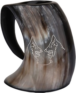 Top Notch Quality Natural Handmade Carved Eco-Friendly Buffalo Horn Mug Sustainable Viking Style for Christmas Parties - Product Image 3