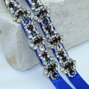 Ceinture de mariage Bridella, ceinture de mariée faite à la main, strass bleu émeraude, ajustable, pour demoiselle d'honneur et mariée, décoration de la taille, BS125 - Product Image 4