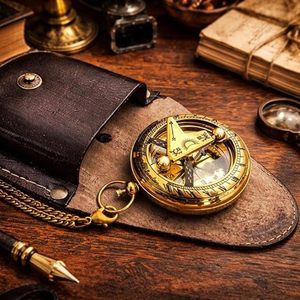 Brújula de Bolsillo MAGNESIA con Cadena y Apertura a Presión, 5.08 cm, Accesorio Vintage, Hermoso Regalo - Product Image 1