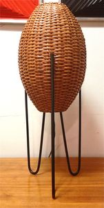 <b>Rope</b> Rattan Table Lamp Rattan table lamp with black iron stand cane desk lamp decorative and <b>lighting</b> with creative design - Product Image 2
