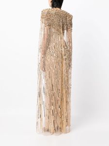 Aline-Robe de soirée de luxe de haute qualité, sans manches, broderie de paillettes, motif floral, forme longue du corps, antistatique - Product Image 4