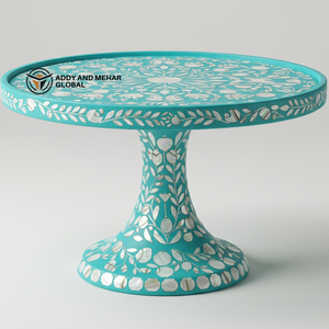 แท่นวางเค้กแบบฝังสีเทอร์ควอยส์ทำมือแท่นวางดอกไม้สำหรับขนมหวาน - Product Image 1