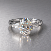 Bague en diamant ovale certifiée IGI, nouvelle conception, or blanc 14 carats, diamant de laboratoire VVS, pierres latérales, bijoux fins pour femmes, pour mariage