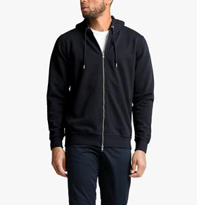 Breathable Winter Embroidered Custom Logo High Quality 100% Cotton <b>Men's</b> Zipper-Up French Terry Heavyweight <b>Black</b> Hoodie - Product Image 1