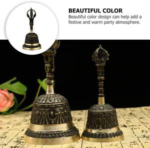 Ghanti กระดิ่งมือทองเหลืองพิมพ์แบบกำหนดเองทรงกลมทำจากโลหะขัดเงาสำหรับการสวดมนต์ของตกแต่งทางศาสนา - Product Image 4