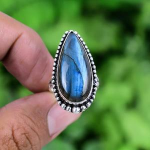 Anillo de regalo de boda de alta calidad de Plata de Ley 925 estampado hecho a mano piedra preciosa labradorita Spinner promesa anillo joyería - Product Image 2