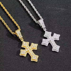 À la mode 1 pouce Lab Grown Cut Diamant Argent Plaqué Croix Pendentif Collier Hip Hop Style Religieux À La Mode Maintenant Disponible USA - Product Image 6