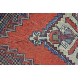 4x2.7 ft Rug, Vintage Turkish Rug, <b>Red</b> <b>Wool</b> Rug - Product Image 5
