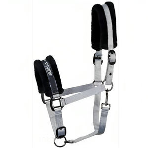 Top Notch acolchado Horse Headcollar Soft Black Artificial Fur Horse Tack Nylon Breakaway Halters Cuerda de cuero Caballo superior - Product Image 1