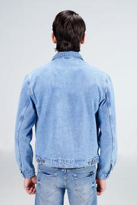 Chaqueta vaquera con pintura personalizada para hombre con logotipo de marca de alta calidad OEM modelo superior vintage lavado personalizado precio al por mayor - Product Image 2