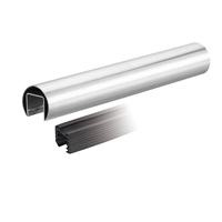 Rampe en verre sans cadre en acier inoxydable 304, tube rainuré, main courante DIY, design contemporain pour appartement