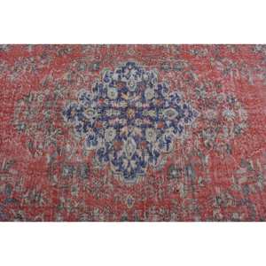 Alfombra turca Vintage de 5,4x8,6 pies, diseño de retazos rojo y azul, alfombra de lana de área grande para pasillo, dormitorio, forma Rectangular de látex - Product Image 5