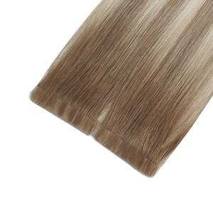 Extensiones de Cabello con Cinta Adhesiva Invisible, Doble Trama, Remy 12A, Liso, Marrón Medio Claro y Rubio Balayage, Virgen - Product Image 1
