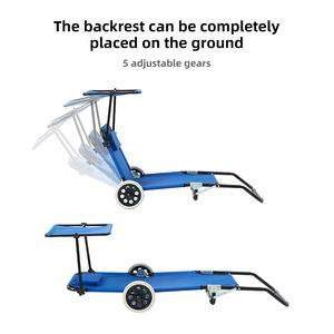 เก้าอี้ชายหาด HOMFUL 2-in-1 แบบมีล้อพับได้ พร้อมหลังคาบังแดด - Product Image 4