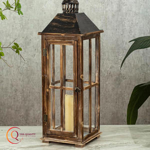 Lanternes à bougies en bois de luxe modernes avec dessus en métal et poignée pour lanterne suspendue décorative intérieure et extérieure Pot à bougies unique - Product Image 5