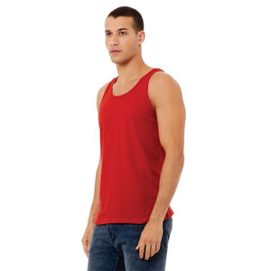 Side Seamed Retail Fit 100% Airlume Combed and Ring Spun Cotton 32 single 4.2 oz Red Unisex Jersey Tank - Product Image 2