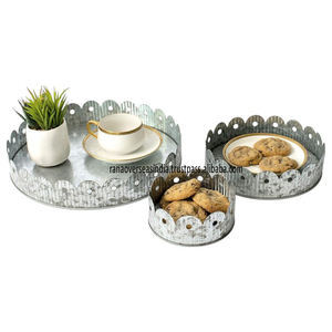 Top Demand Galvanized Round Metal Serving Tray Farmhouse para plantas y decoración navideña a precios asequibles de proveedores de confianza - Product Image 5