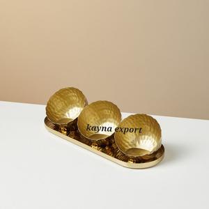 Top Trending Mini Snacks Sirviendo Tazón De Metal Dorado Acabado Con Bandeja - Product Image 1