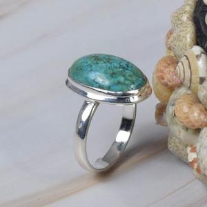 Solide 925 Sterling Turquoise Bague Bijoux À La Main De Mariage Bague En Argent Massif Turquoise Bague De Pierres Précieuses - Product Image 3