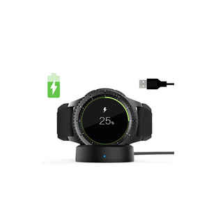 Câble de charge USB noir Netzy 1m pour Samsung Gear S3 Frontier/Classic Smartwatch, support et support de remplacement - Product Image 1