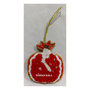 Material de tela Zari bordado árbol de Navidad adorno colgante forma personalizada con trabajo de cuentas decoración de fiesta de Festival usada - Product Image 1