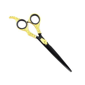 กรรไกรตัดผมสแตนเลสมีด้ามจับสีทองกรรไกรตัดผมใบมีดคมสีดำสำหรับใช้ในร้านเสริมสวย - Product Image 4